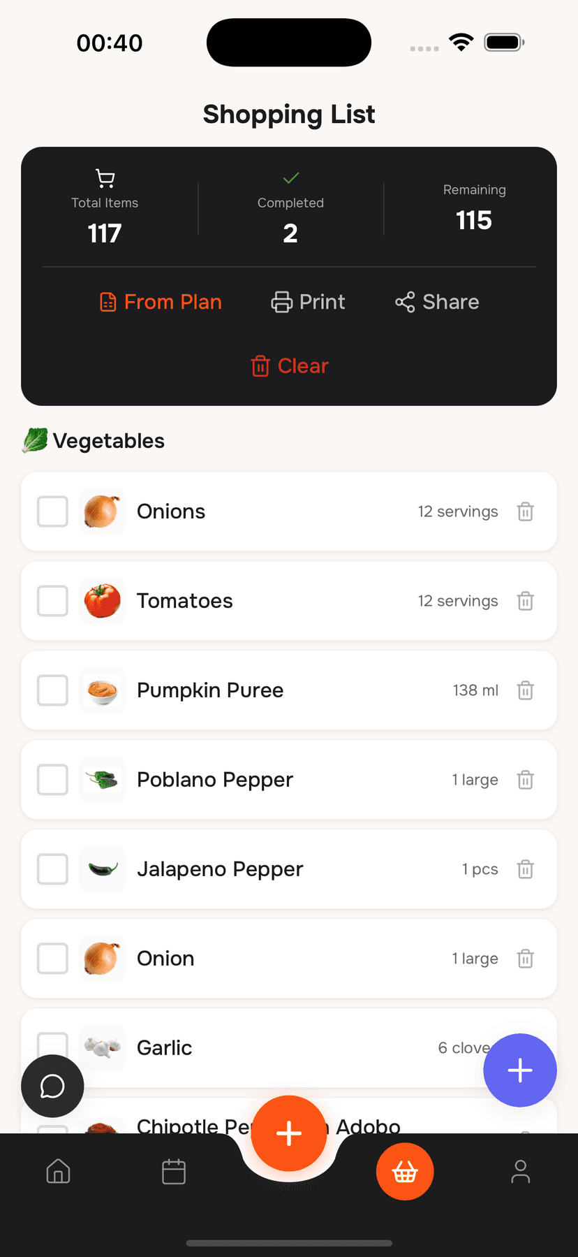 Grocery List Screen