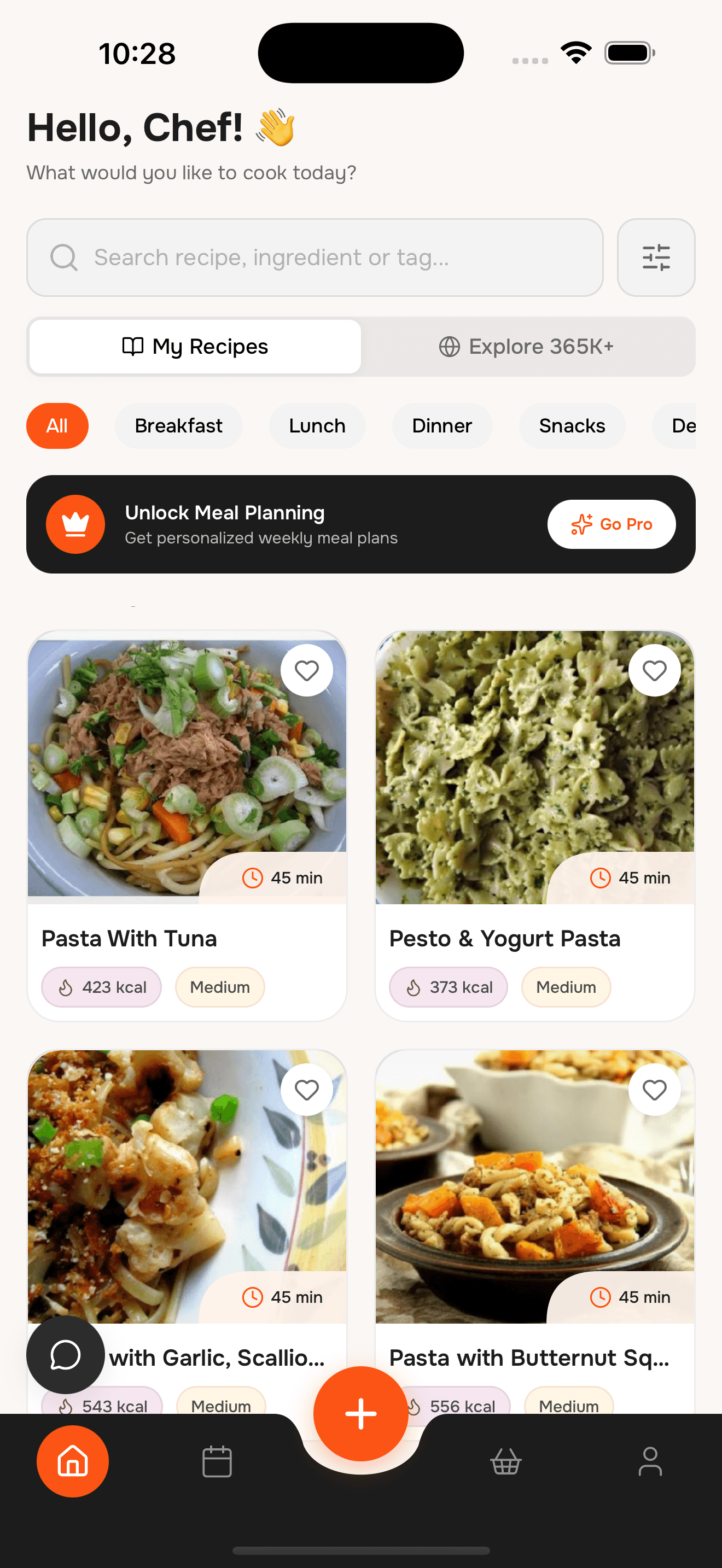 What to Cook App - Home Screen