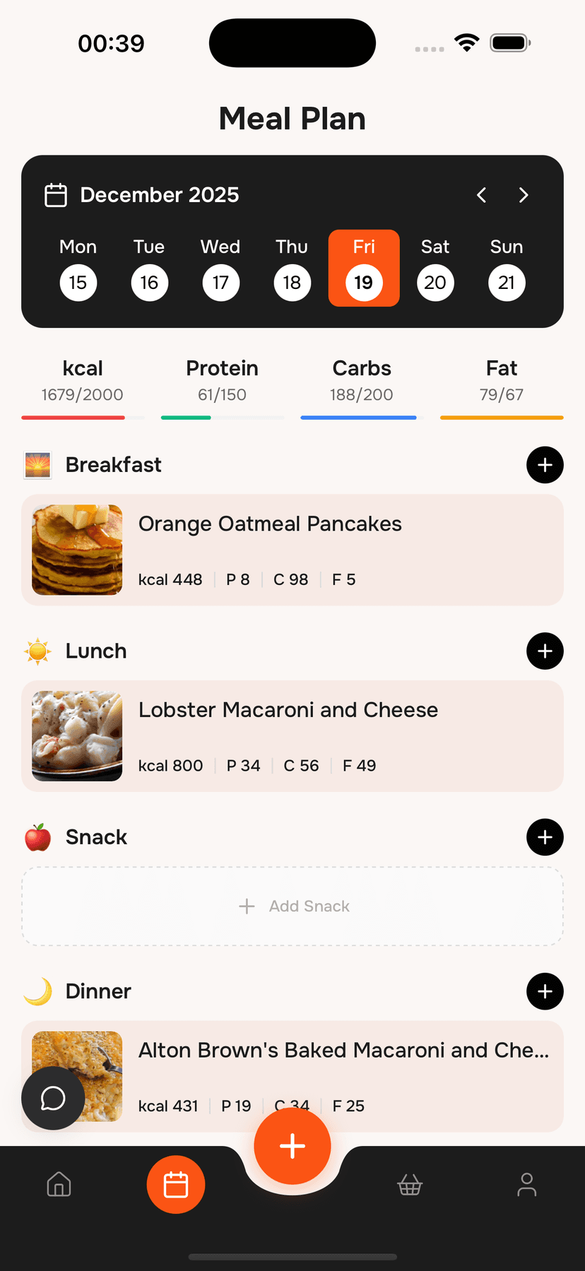 Meal Planner Screen